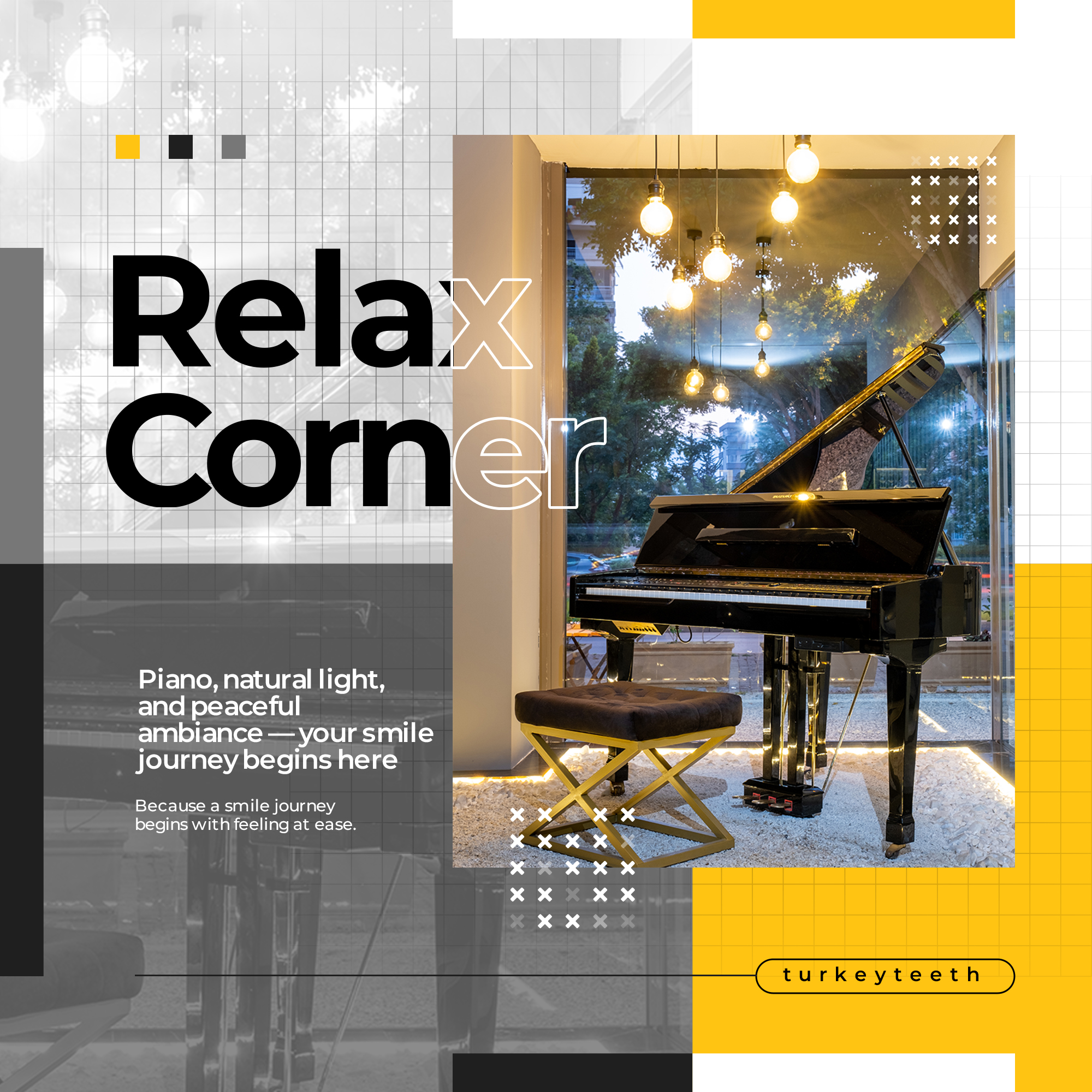 Where comfort meets harmony.
Soft lighting, piano notes, and peaceful vibes—because every smile journey should start with ease.
🎹 Calming ambiance
🌿 Natural aesthetics
📍 Welcome to Turkey Teeth, AntalyaStart smiling before your treatment even begins.#TurkeyTeeth #RelaxCorner #DentalExperience #AntalyaDentist #PatientComfort #SmileInStyle
